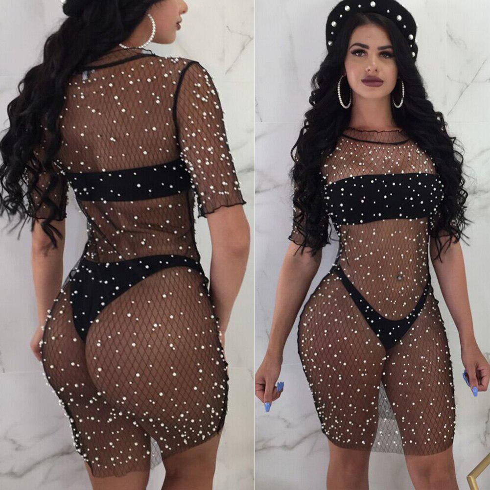 Sexy Women Summer Beach Dress Lace Crochet Bikini Cover Up Swimwear Bathing Suit