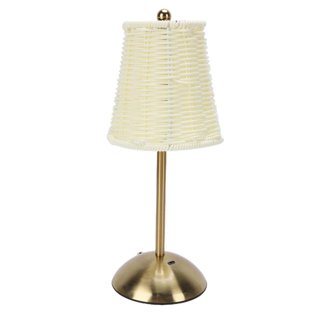 Vintage Rattan Table Lamp LED Dimmable 3 Color Temperatures Rechargeable Cordless Bedside Lamp for Bedroom Living Room
