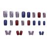Navy Blue Glitter Star Wearable Nails, Medium Short Square - Trendy Detachable Finished Manicure