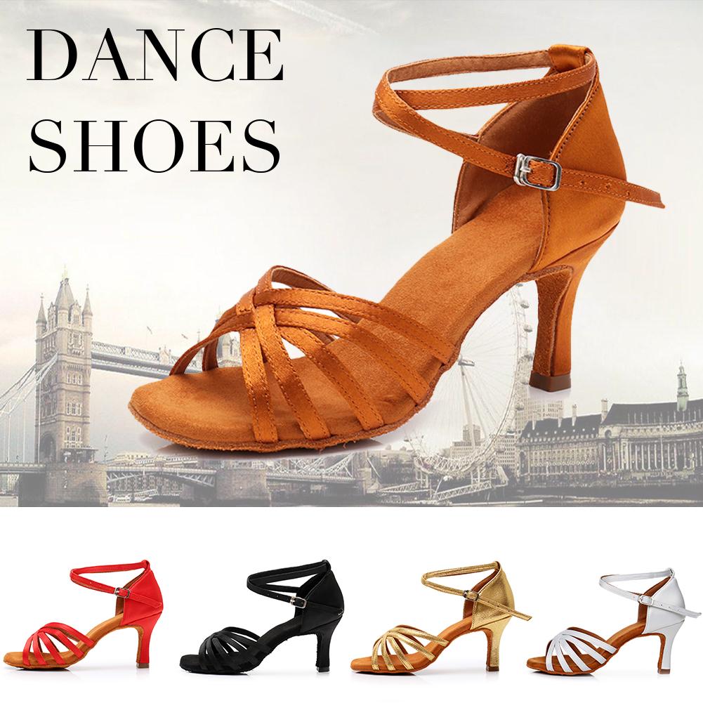 Women Girls Latin Dance Shoes Salsa Tango Ballroom Performance Shoes 7CM