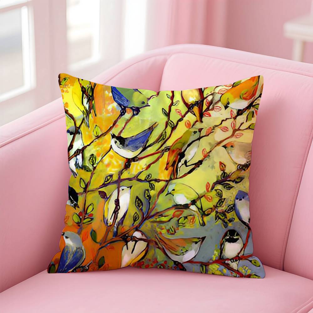 Abstract Paint Colorful Pillow Case Anti-dustmite Pillow Invisible Zipper Silky Short Plush Sofa Cushion Cover