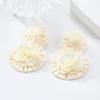 Trendy Floral Raffia Earrings - Exaggerated European & American Style for Women