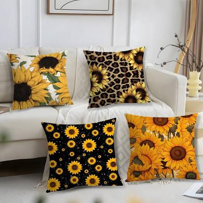Classic Trend Sunflower Pillow Case Short Plush Print Cushion Cover Square Throw Pillow Covers Sofa Home Decor