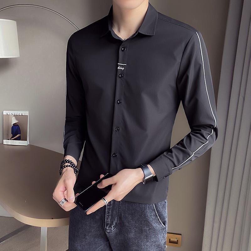 Autumn New Men's Long-sleeved Shirts Handsome Versatile Casual Iron-free Long-sleeved Shirts Men