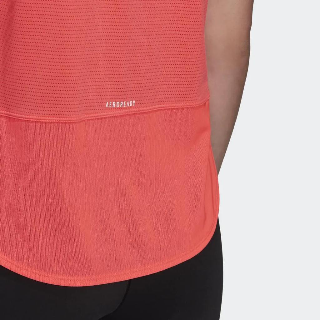 adidas Camiseta Pulôver Aeroready Cor Sólida Gola Careca Manga Curta Feminina Camisetas Rosa Sinal GN7315