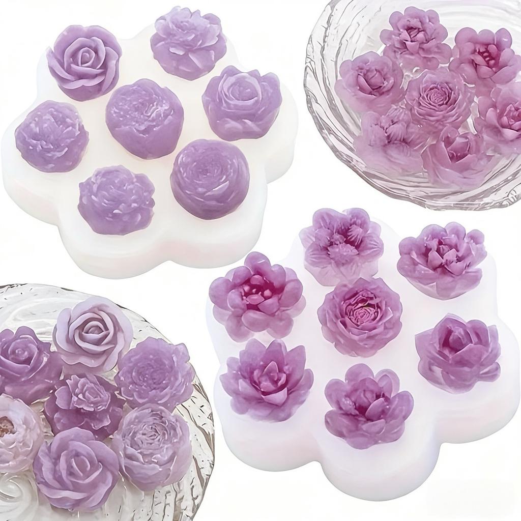 1 Piece 3D Elegant Rose Silicone Mold - Reusable Flexible Mold for Candle, Resin Art, Handmade Soap and Clay Making, Exquisitraft Enthusiasts