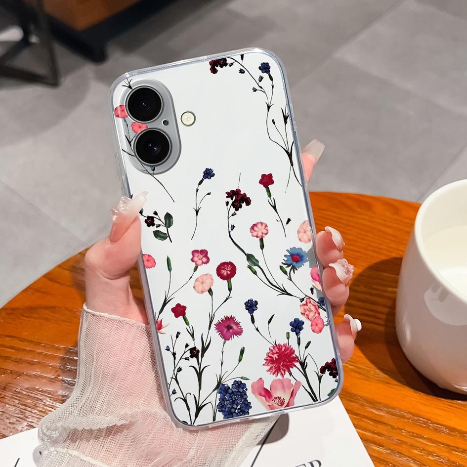 Για iPhone 16 Pro Plus 16 Pro Max 16pro Πίσω κάλυμμα Πολυτελής όμορφη λουλουδάτη διαφανής μαλακή σιλικόνη tpu προστατευτικό κάλυμμα κάμερας για Apple iPhone 16
