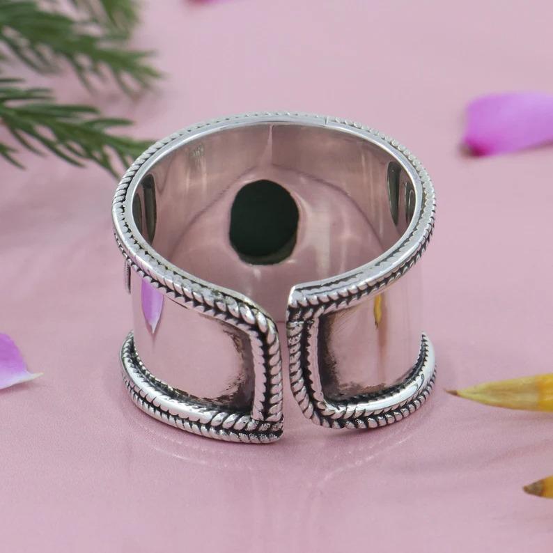 Tibetischer Türkis Spinner Band Ring, Verstellbarer Ring, Statement Ring, Boho Ring, Einzigartiges Geschenk für sie, Unisex Ring, 925 Sterling Silber