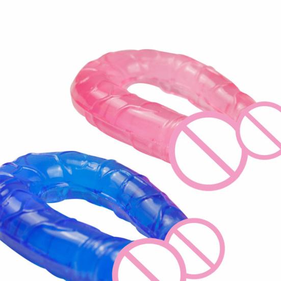 Dvojité dildo tvaru U Flexibilní vagina Anální Ženy Sexuální hračka s umělým penisem