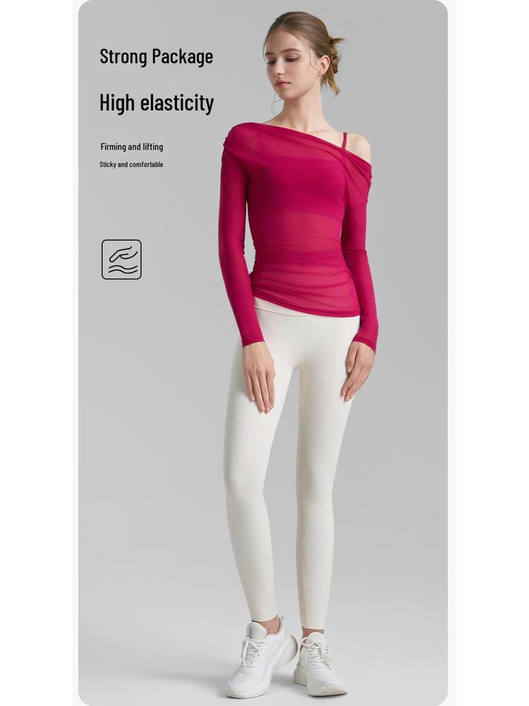 Autumn Yoga Set: Women's High-End Lycra Mesh Two-Piece with No-Show Seams