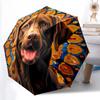 1pc Cute dog pattern Umbrella Portable Folding Umbrella Iron Frame Hole Bone Structure Outdoor Home Umbrella