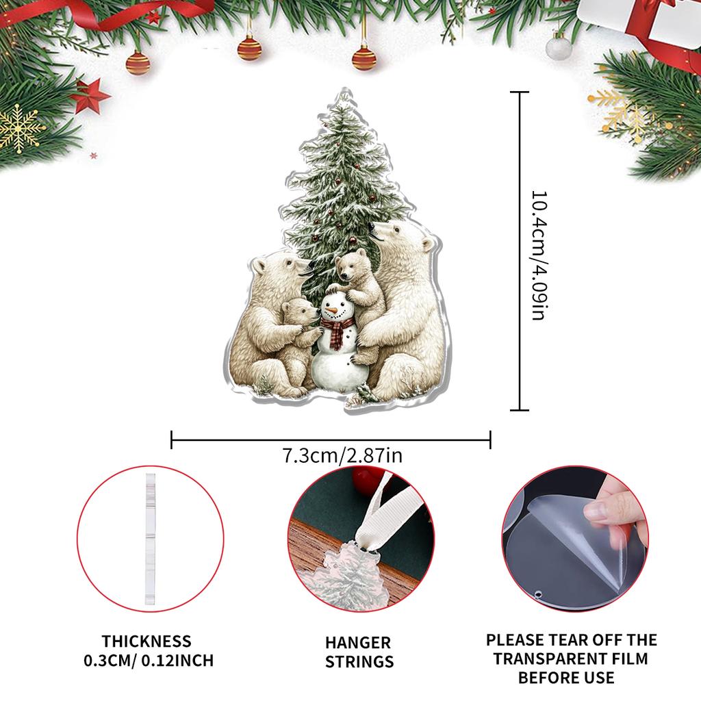 Cartoon Bear Christmas Pendant Ornaments Cute Polar Bear Panda Xmas Tree Hanging Pendant Decoration Home Car Decor Navidad Gifts