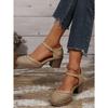 European and American Fashion Foreign Trade Large Size High Heel Strap Sandals Women's Cross-border New Summer Baotou Block Heel Sandals