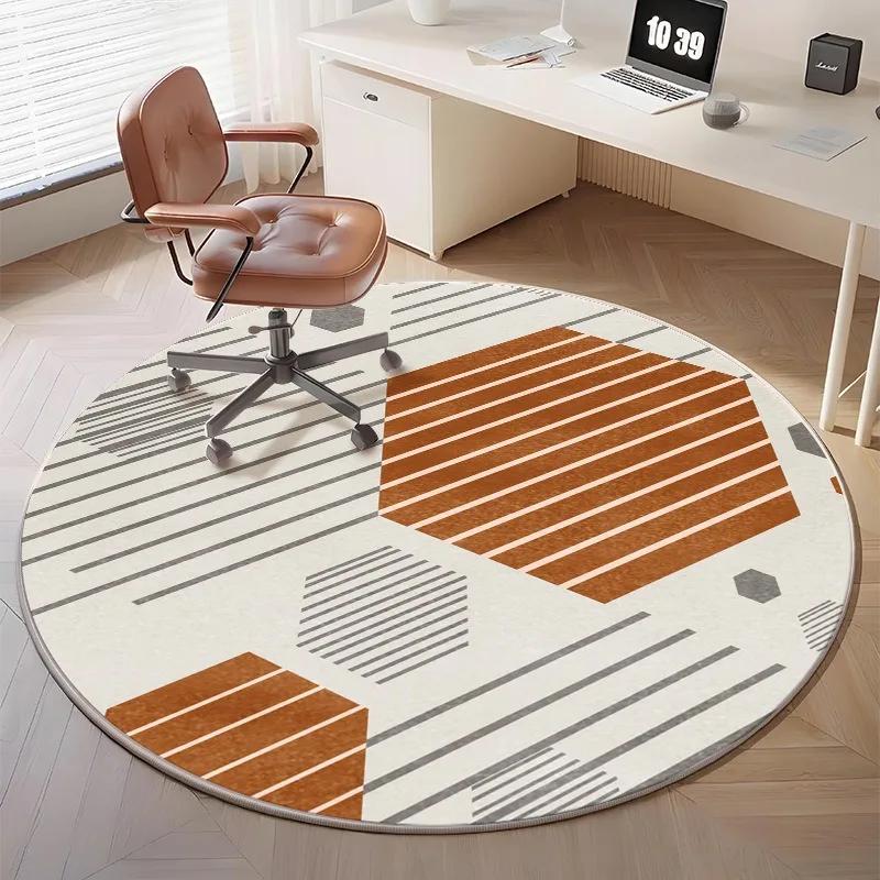 Minimalist Geometric Round Rug for Home Office Decor Modern Abstract Pattern Floor Mat Adding Stylish Workspace Vibe