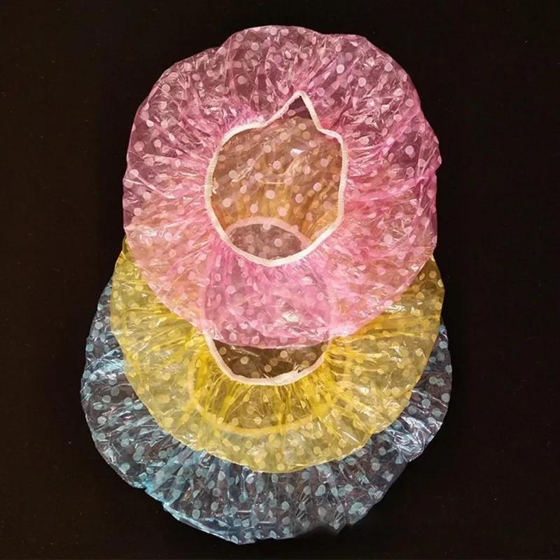3/9 Stück Klare Plastik Duschhauben Groß Elastisch Dick Badehaube Spa Badezubehör-Farbe zufällig