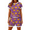 Women's Fashionable Casual Halloween Color-Block Print Set