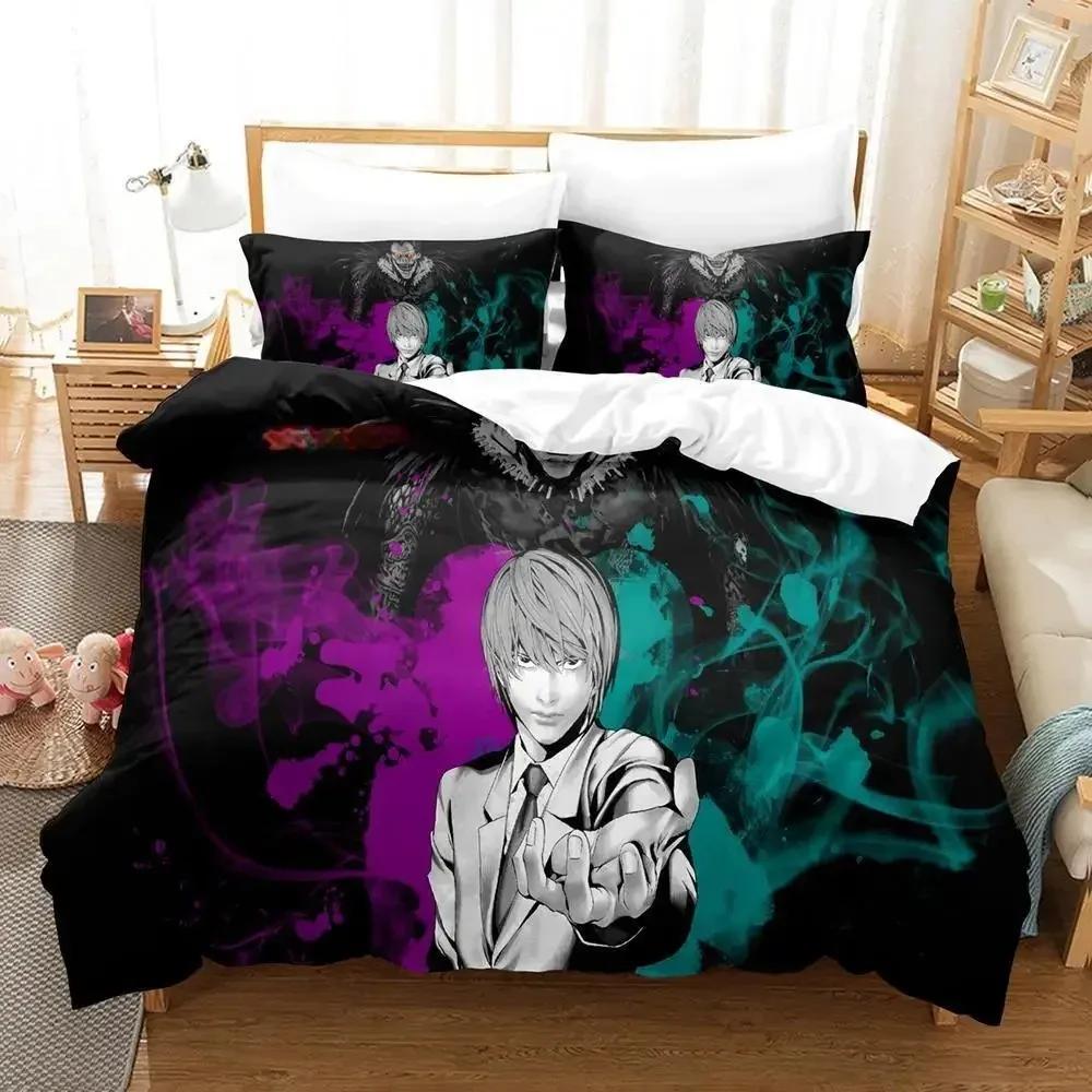 New Death Note Bedding Set Single Twin Full Queen King Size Bed Set Adult Kid Bedroom Duvet Cover Sets 3D Anime Bed Sheet Set