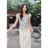 French Retro Embroidered Tencel Blouse