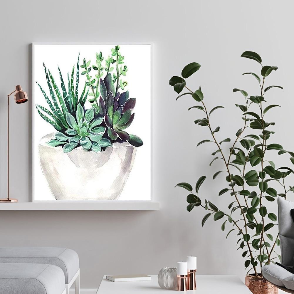 5D DIY Diamond Painting Beautiful Green Plants Cross Stitch Kit Mosaic Diamond Embroidery Rose Full Round/Square Drill Home Decoration