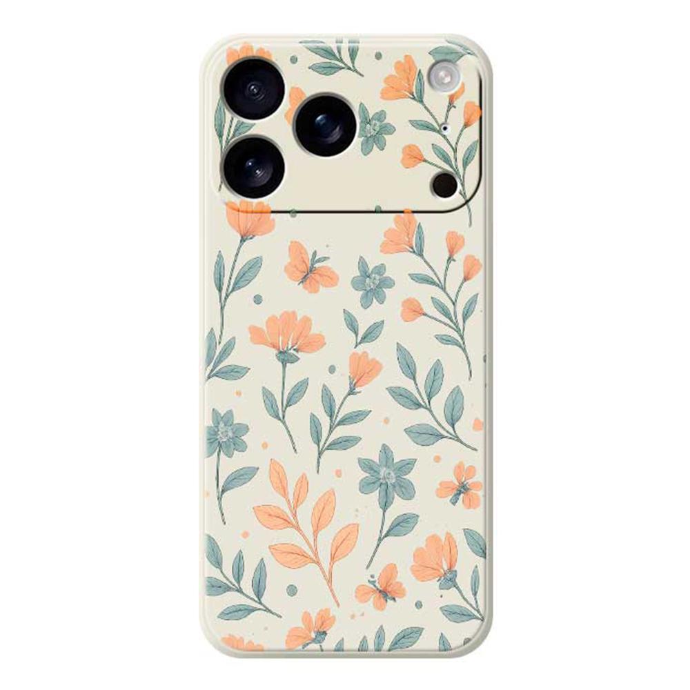 

For iPhone 17 Pro Max Case Yellow Flowers Pattern Printing Straight Edge TPU Phone Back Cover Beige