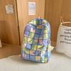 Plecak dla ucznia szkoły średniej w kratkę, damski, o dużej pojemności, nylonowy, szkolny