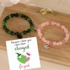 Set di Braccialetti con Perline di Agata Rosa Verde e Cristallo con Ciondolo a Corona Regali Festivi Gioielli Dolci alla Moda per Donne Accessorio Semplice Versatile per l'Uso Quotidiano