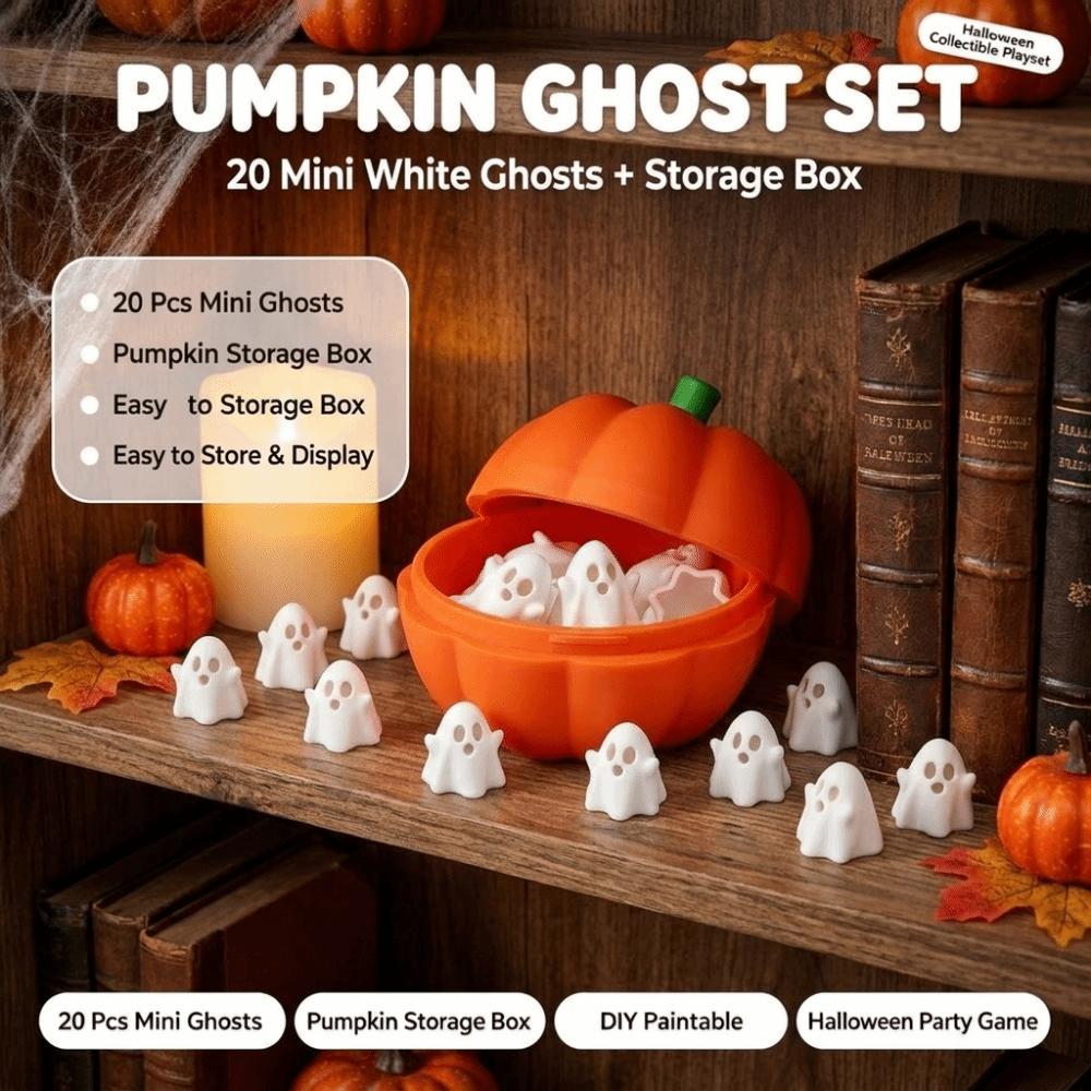 Cute Halloween Pumpkin Bucket Plastic Halloween Desktop Decor Funny Pumpkin Ghost Figurines Home