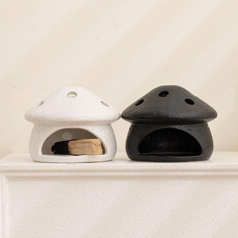 Mushroom Shaped Ceramic Incense Burner for Palo Santo, White Sage, Cone Incense, Home Decor Ornament