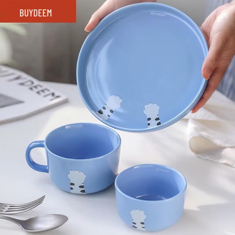 Buydeem Canvas Series Cat Claw Ceramic Tableware Set