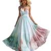 European and American Women's Clothing Is Hot, Sexy Babes Fashion Print Halter Pleated Long Dress, Vacation Dress