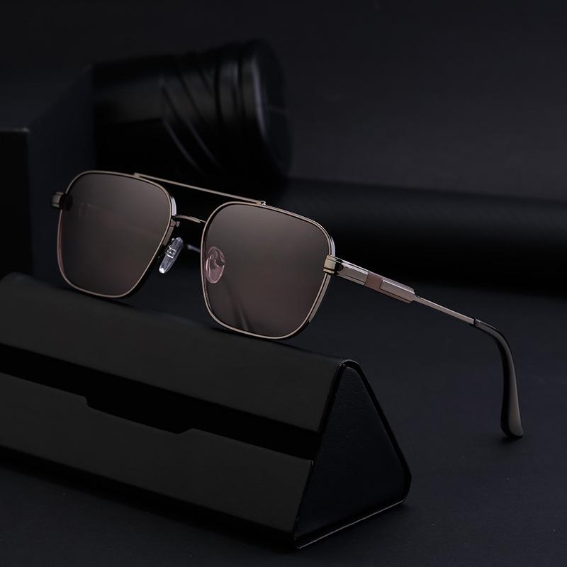 Fashion Double Beam Frame Sunglasses Men'S Outdoor Sunscreen Sunglasses Metal Full Frame Sunglasses