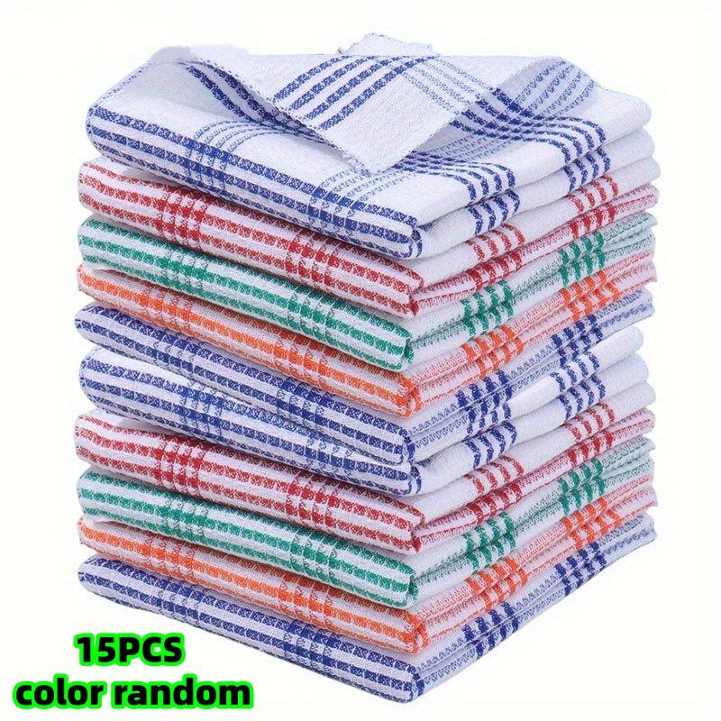 15-Pack of Kitchen Checkered Towels, Special Double-Sided Dishwashing Cloths for Housekeeping and Cleaning, Kitchen Checkered Cleaning