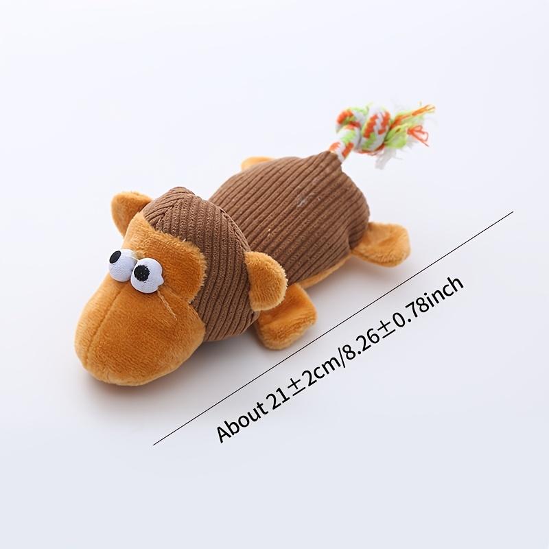 

Squeaky Cow Plush Dog Toy with Rope Tail, Durable Corduroy Pet Chew Toy for Puppy Teething, Interactive Small Dog Toy коричневый