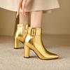 Gold Silber Damen Stiefeletten Hoher Absatz Kleine Große Größe 32 46
