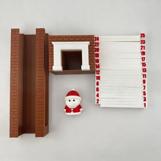 Santa Advent Calendar Fun Santa Claus Down The Fireplace with Sliding Design Wooden 3D Christmas Countdown Decoration Holiday Home Decor for