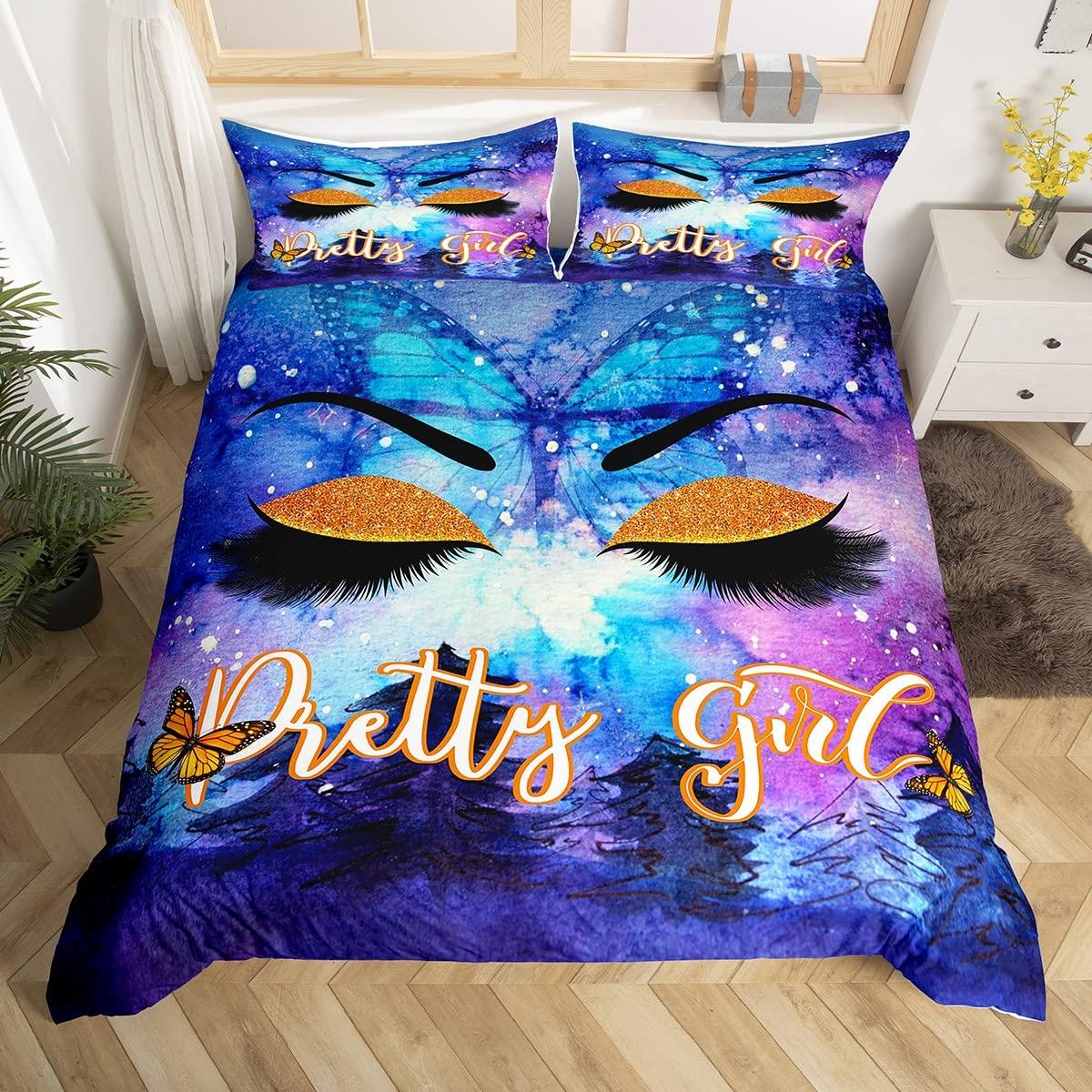 

Black Eyelash Duvet Cover Set Girls Women Kids Eyelash Bedding Set Closed Eyes Pattern Design Queen King Comforter Cover Sets EU Single(135x200cm)