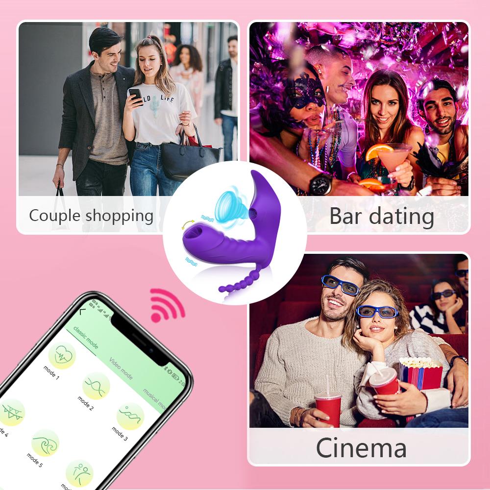 Female Vibrator APP Dámské nositelné sexuální hračky Vibrátor Sání Clit Kouření Stimulace Hračky pro dospělé Dildo Clit Stimulátor