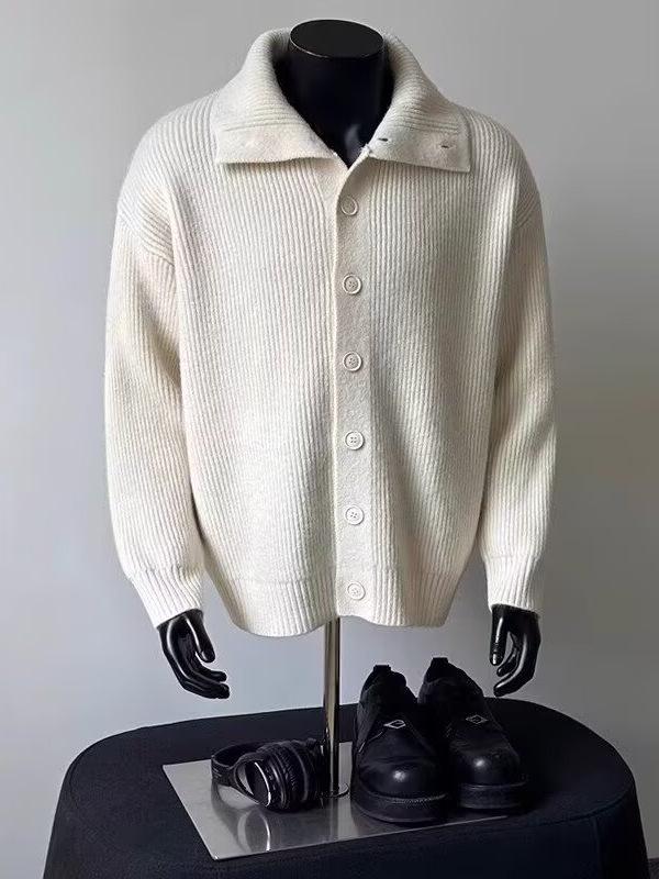 Cardigan Rétro Lâche pour Homme - Couleur Unie, Style Automne/Hiver