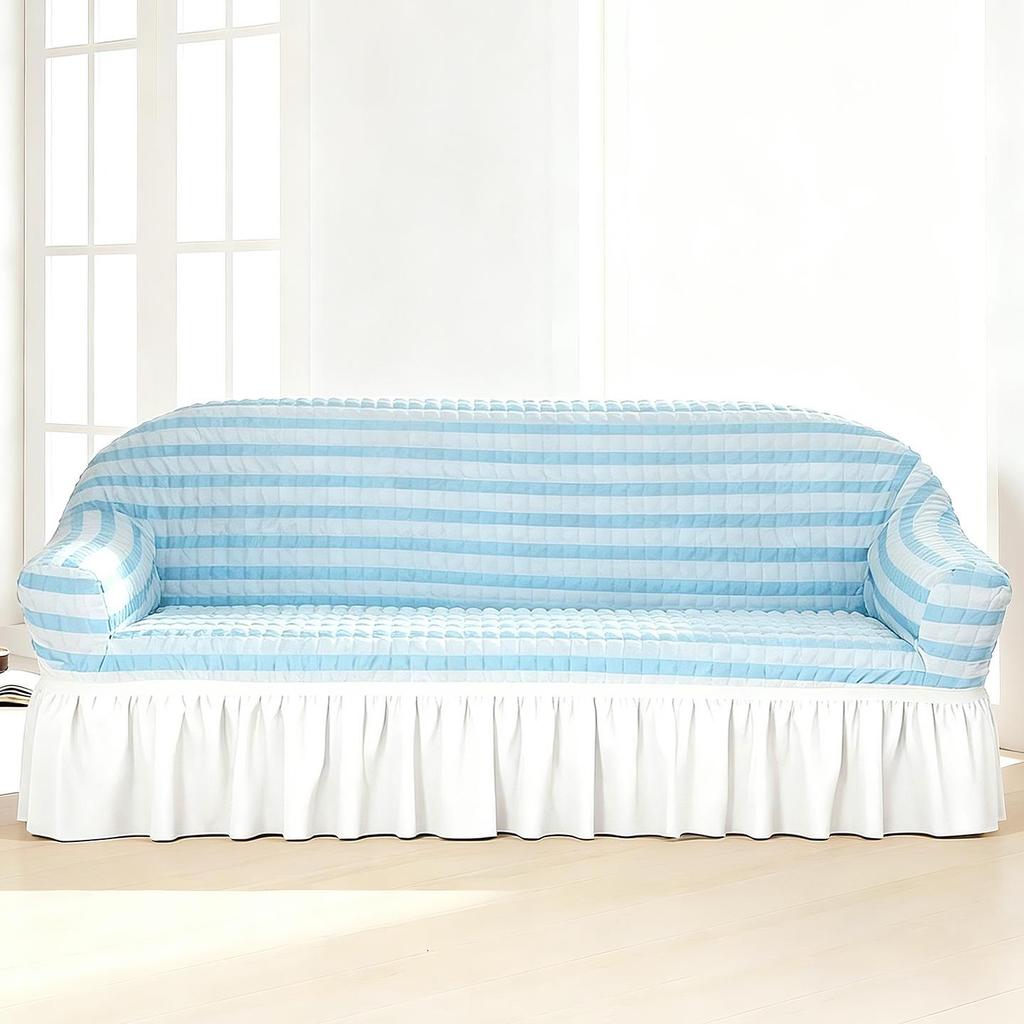 Four Seasons Wind Bubble Gauze Sofa Skirt, Thick & Fully Wrapped, High-End Elastic Cover for Lazy Person