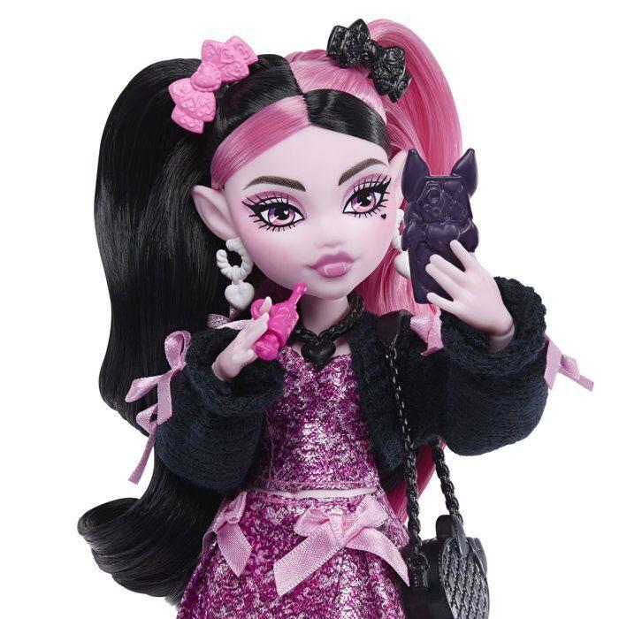 Poupée mannequin - MONSTER HIGH - JHK29 - Draculaura Rentrée des Classes - Gargouille de compagnie - 7 accessoires