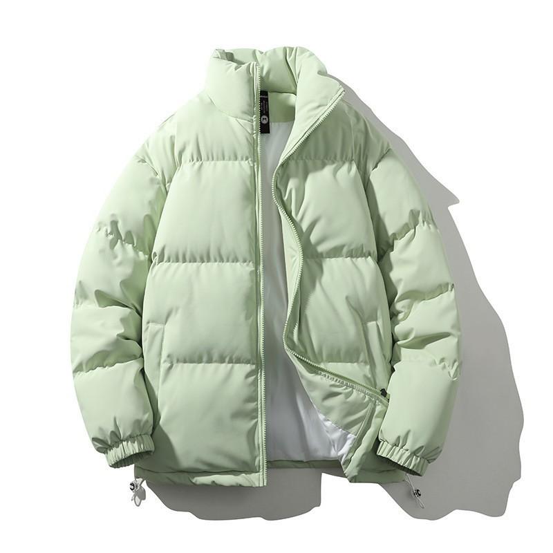 Stand-up Collar Cotton Clothing Men and Women Paragraph Winter Thickened Loose Cotton Jacket Couple Models Solid Color Bread Clothing Cotton Coat