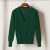 Korean V-Neck Knitted Cardigan: Women's Long Sleeve, Versatile Spring & Autumn Top.