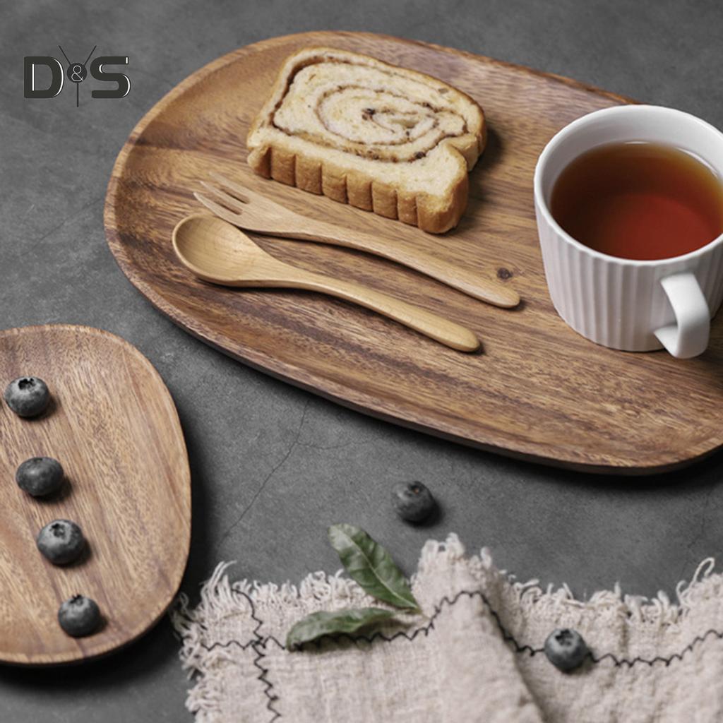 Wooden Pastry Serving Plate Rectangle Food Dish Dried Fruit Tray Tableware