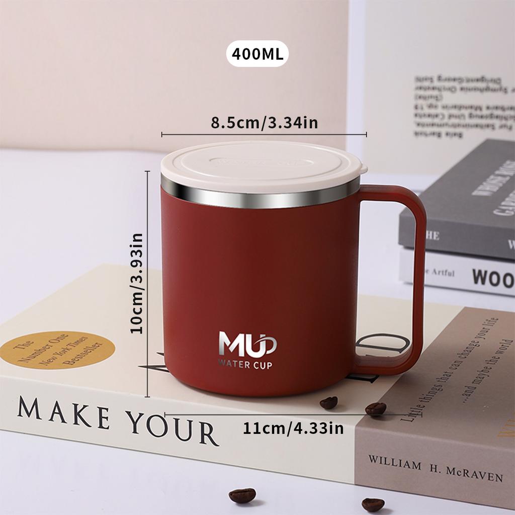 400ML Portable Insulated Mug 304 Stainless Steel Coffee Cup With Handle Cold And Hot Resistant Drinking Cup For Student Adult