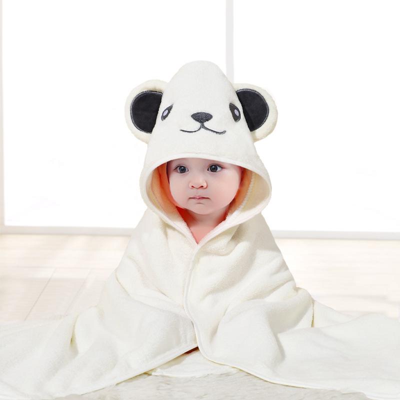 New Spring and Autumn Baby Newborn Swaddling Baby Wrapping Towel Cute Cartoon Cuddle Coral Velvet Hooded Bath Towel