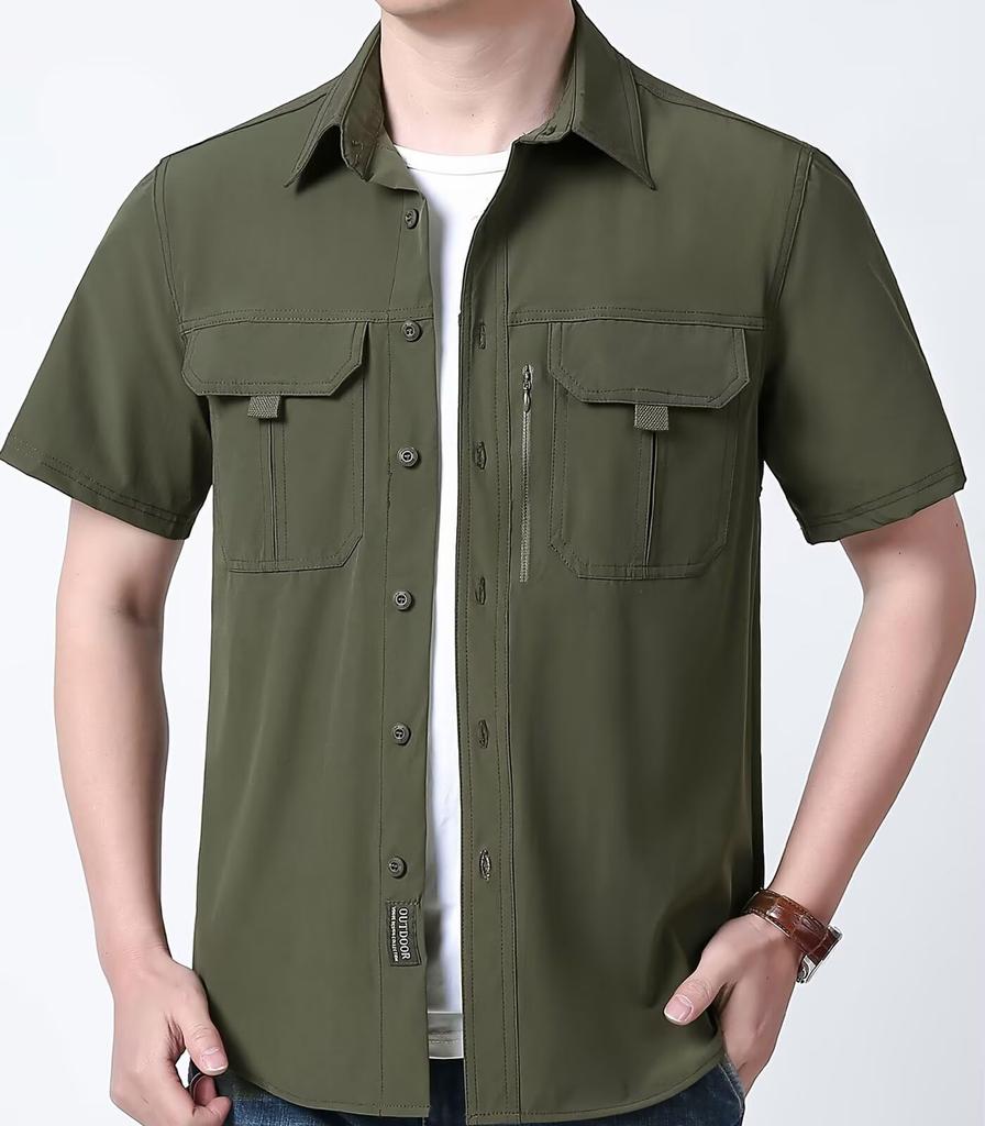 FTIMILD Short Sleeve Military Tactical for Outdoor and Solid Color Men's T-Shirt Activities, Work, Hiking, Summer, Lightweight,