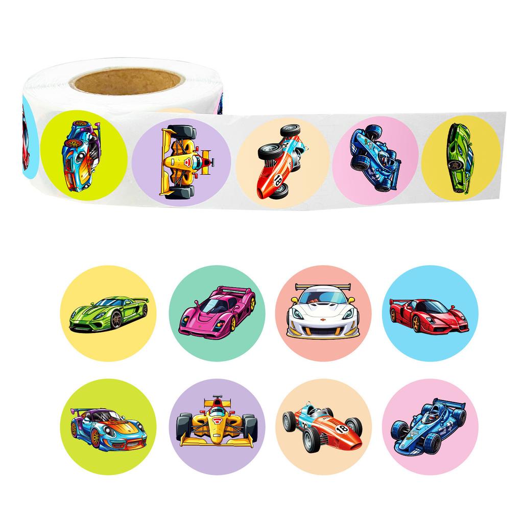 500 Pieces/roll Racing Supercar Roll Stickers Temu Handbook Material Decorative Material Sealing Stickers