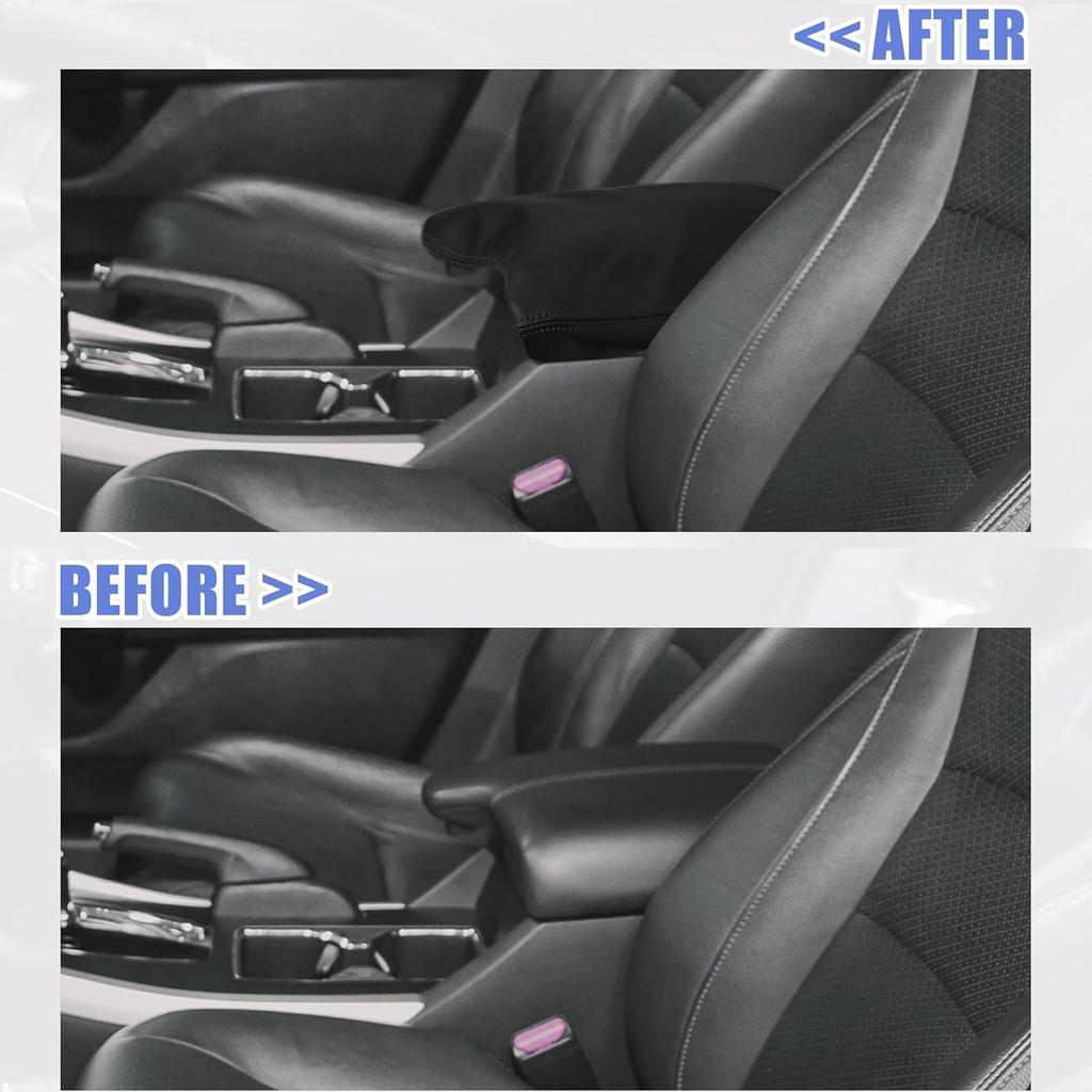 Unifizz Black PU Leather Car Center Console Cover Armrest Protector Cover Pad Replacement for Honda Accord 9th 2013-2017 Black Stitches Arm Rest