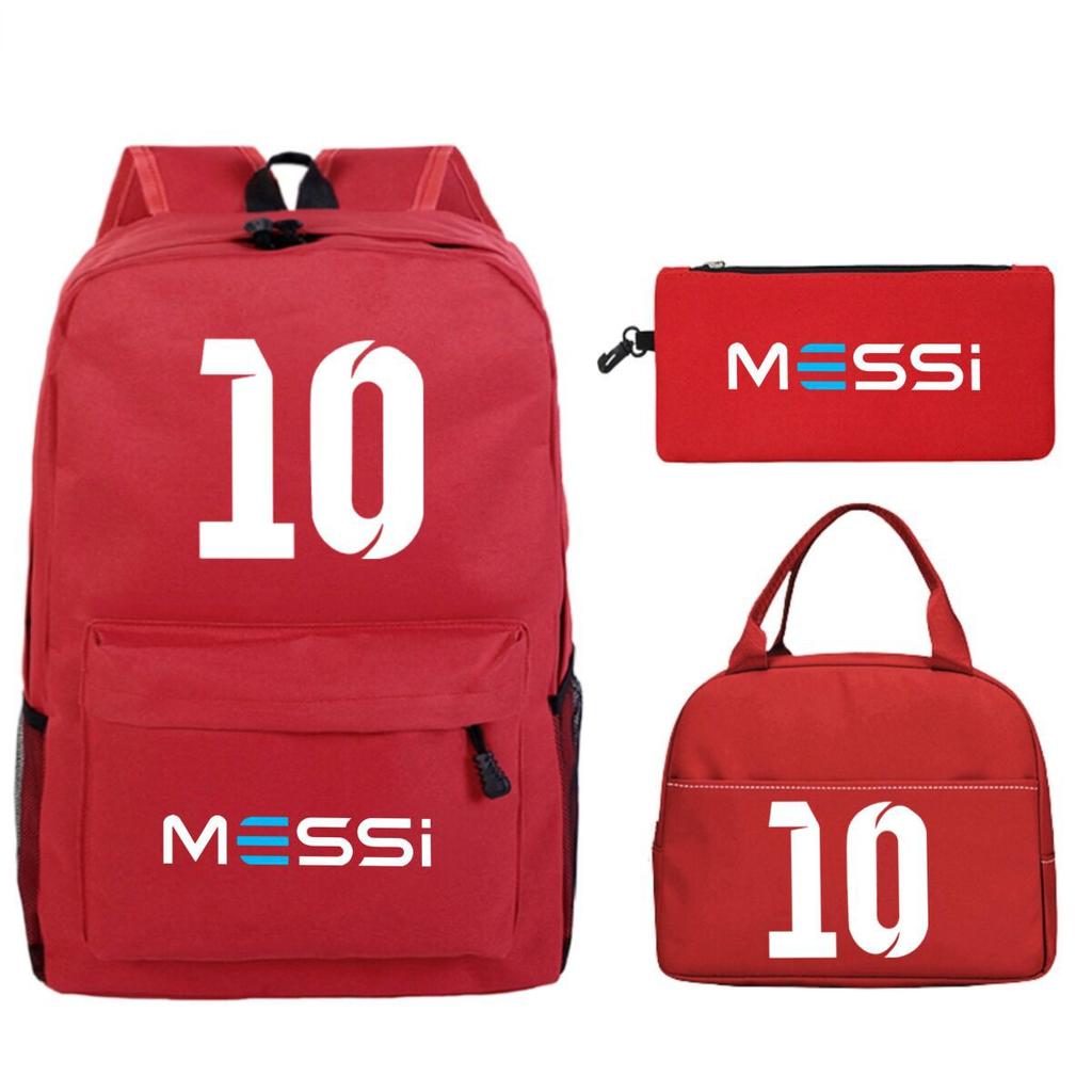 Football Star Peripheral Printed Backpack, Primary And Secondary School Children'S Three-Piece Simple Schoolbag