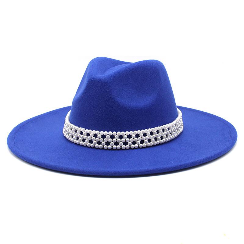 Hepburn Woolen Jazz Top Hat For Men And Women Casual 9.5Cm Big Edge Jazz Hat Felt Hat